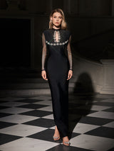 kristin Cutout Crystal Bandage Maxi Dress in black