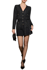 Emilia Sequin Embellished Cardigan - Black