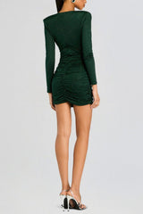 Erix Crystal Embellished Draped Mini Dress in green