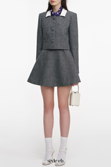 Euryda Herringbone Polka Dot Scarf Jacket