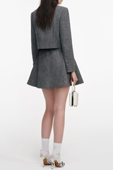 Euryda Herringbone Polka Dot Scarf Jacket