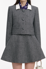 Euryda Herringbone Polka Dot Scarf Jacket