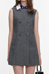 Euryda Herringbone Scarf Sleeveless Mini Dress