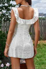 Fly Sleeve Jacquard Tie Front Mini Dress