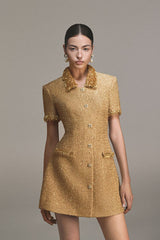 gold embellished mini dress