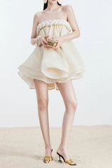 Hemp rope tube top tutu skirt in beige