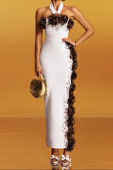 sebastiane Halterneck Flower Bandage Maxi Dress