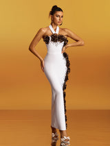 sebastiane Halterneck Flower Bandage Maxi Dress