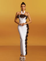 sebastiane Halterneck Flower Bandage Maxi Dress