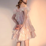 HALTER SEQUINS MINI DRESS IN PINK