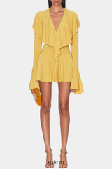 Hathay Ruffle Mini Dress - Yellow