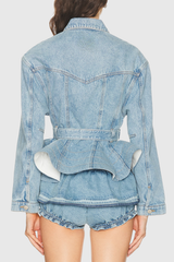 Hitania Ruffle Denim Jacket & Skirt Set