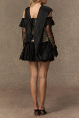delia Black Off Shoulder Lace Corset Mini Dress