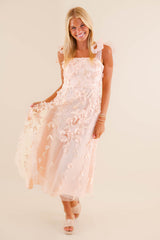 Absolute Elegance 3D Flower Midi Dress