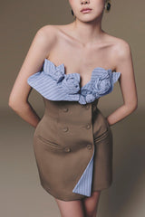 3D flowers Bustier Mini Dress