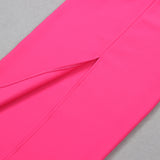 FLOWER PEARL STRAPS MAXI DRESS HOT PINK