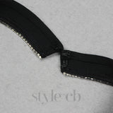 PLUNGE HALTER NECK FAUX FEATHER MINI DRESS