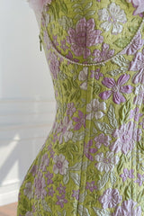 JACOB FLOWER LACE SLIP MINI DRESS IN GREEN