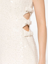 CUTOUT EMBELLISHED BOUCLÉ MINI DRESS