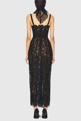 freda Lace Corset maxi Dress in black