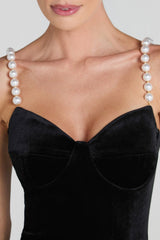 Velvet Pearl Embellished Midi Dress