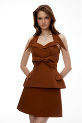 griselda Brown Halterneck mini dress