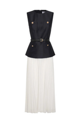 Sleeveless Belted Chiffon Midi Dress