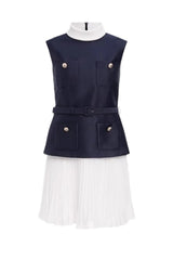 Sleeveless Belted Chiffon Mini Dress