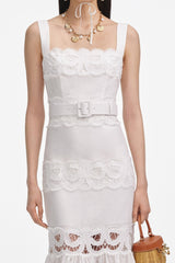 Keane Lace Insert Belted Midi Dress