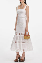 Keane Lace Insert Belted Midi Dress