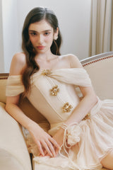 Emerald Fit and Flare Corset Waist Chiffon Mini Dress