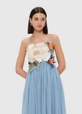 joanne Appliqué Floral Maxi Dress in Powder Blue