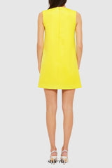 Yvonne Appliqué Floral Mini Dress in Yellow