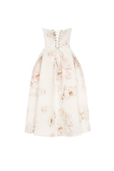 Pink peony corset midi dress, Garden of Eden