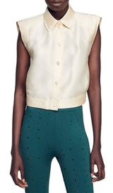 LIMON CROPPED SATIN SHIRT