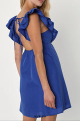 Marvelous Time Cobalt Blue Ruffled Mini Dress
