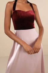 Mesmerizing Impression Mauve Pink Mixed Media Halter Maxi Dress Lulus