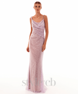 SEQUIN GLITTERING MAXI DRESS IN PALE PURPLE