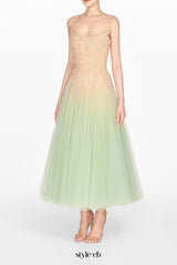 MINT OMBRE LACE MIDI DRESS