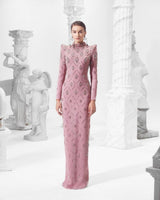 katherine pink Straight Cut diamond maxi Dress