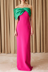 josephine fishtail strapless maxi dress - Green & Fuchsia