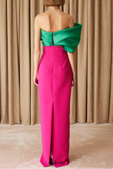 josephine fishtail strapless maxi dress - Green & Fuchsia