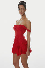 Nirva Off Shoulder Ruffle Mini Dress