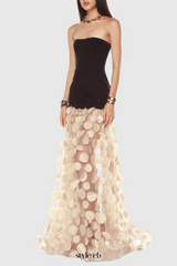Nodin Strapless Dot Mesh Maxi Dress