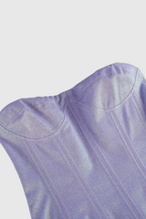 Nuala Glitter Strapless Floral Mini Dress - Purple