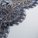 Shnovia Blue Strapless Embroidered Lace Maxi Dress With Gloves