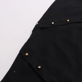 Button-embellished cotton-jersey top maxi skirt suit in black
