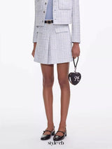 zenobia pale blue Tweed mini skirt