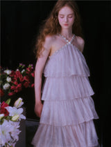 Mera Sleeveless Diamond Chain Cake evening Dress