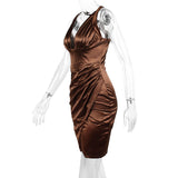 SATIN CORSET MINI DRESS IN CHOCOLATE